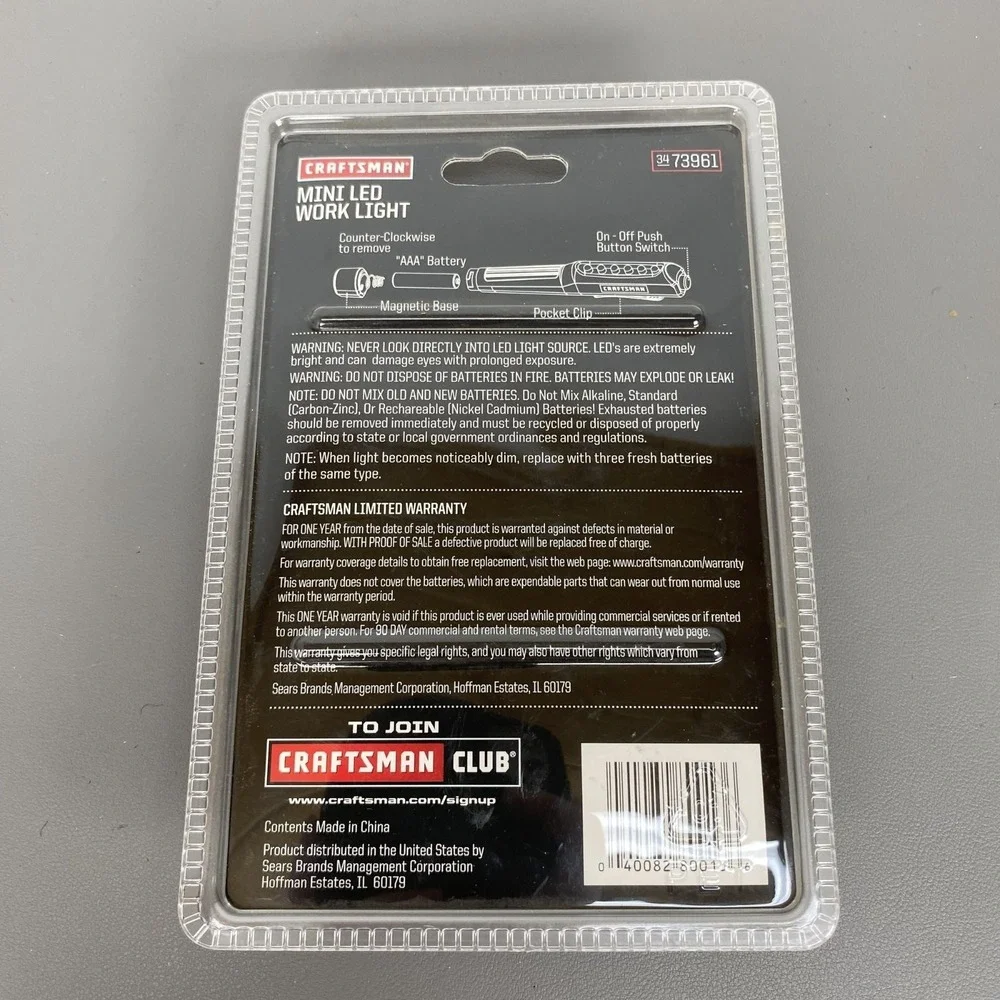 Craftsman Mini LED Work Light Magnetic Base 60 Lumens Pocket Size 3473961 Camo